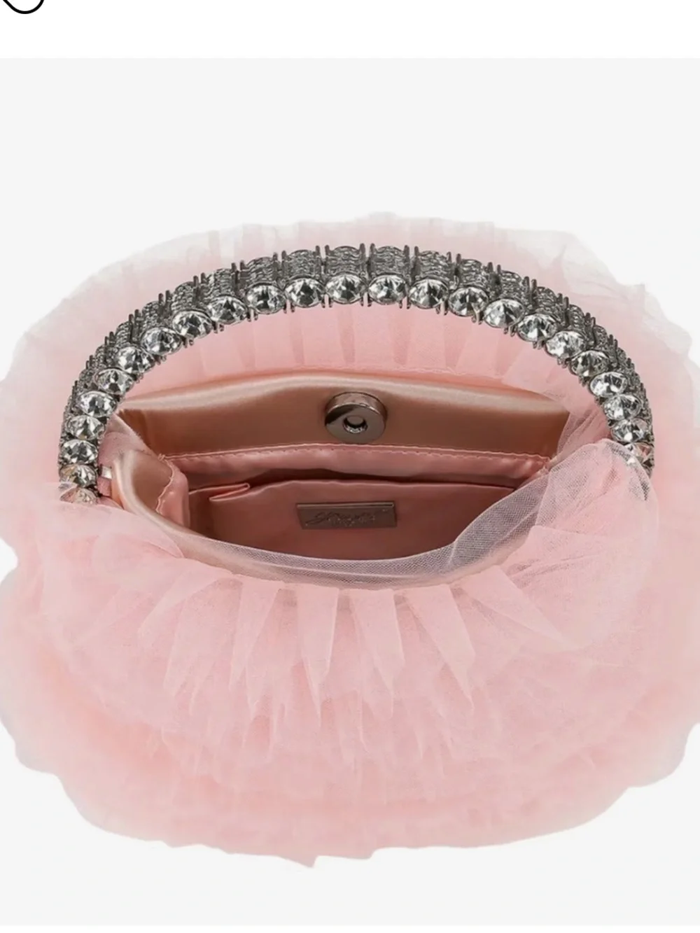 NWT Badgley Mischka Jewel Jazzie Layered Tulle Clutch with Rhinestone Handle - Picture 4 of 5